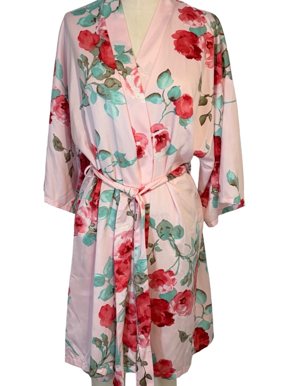 Linea Donatella Floral Wrap Robe , Multicolor, Medium NEW WITH TAG